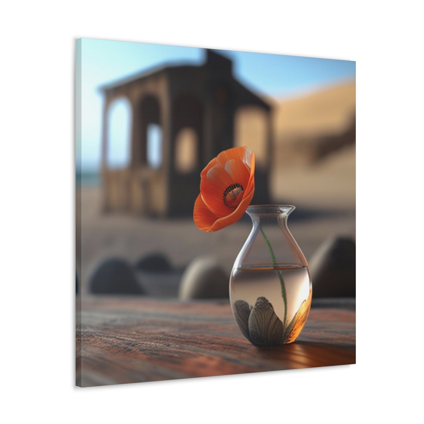 Canvas Gallery Wraps Poppy in a Glass Vase 1