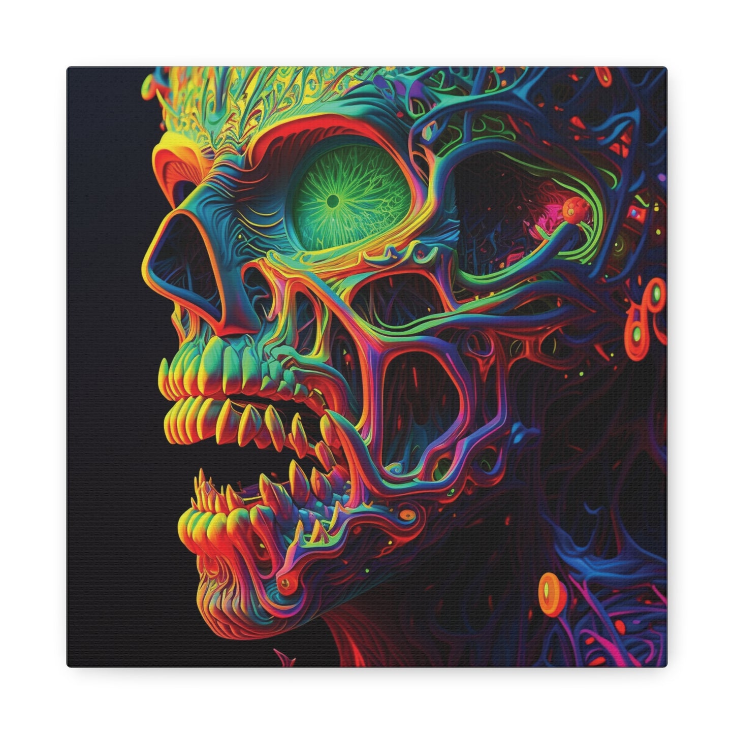 Canvas Gallery Wraps Florescent Skull Death 1