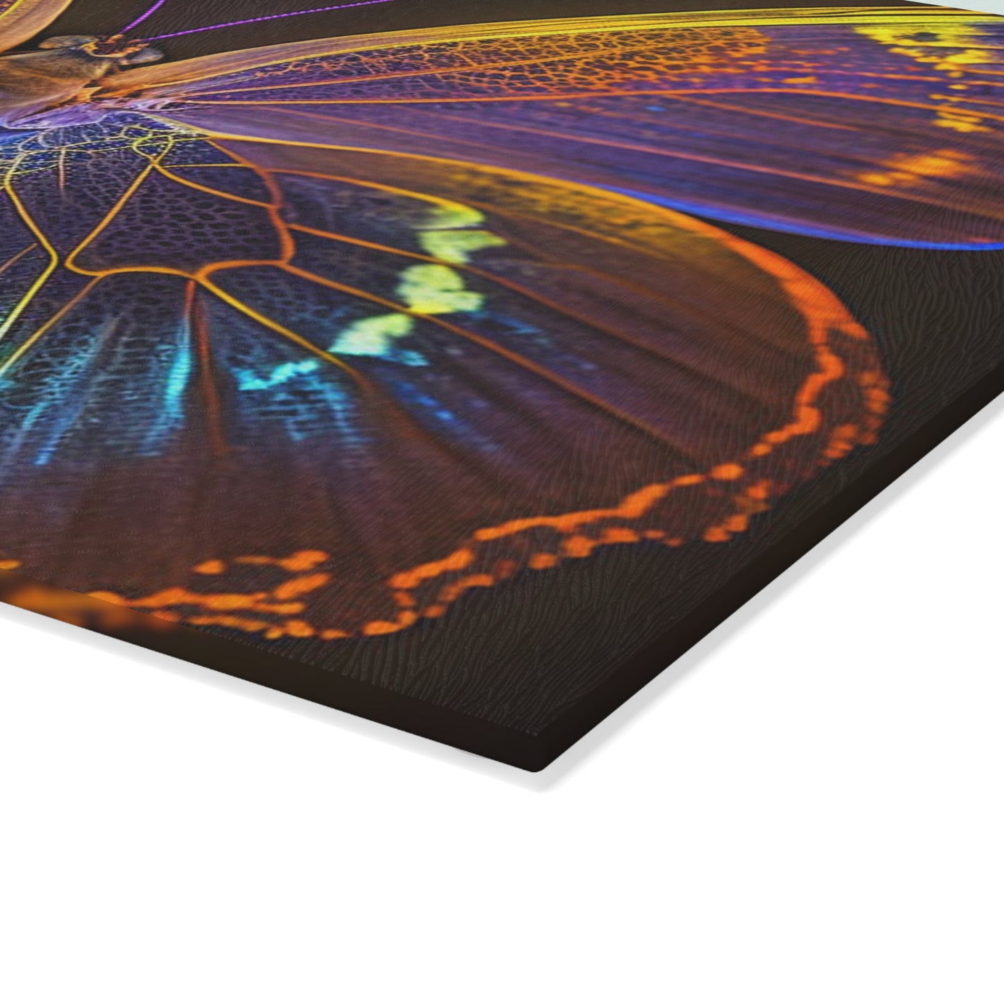 Glass Cutting Board Neon Butterfly Flair 2