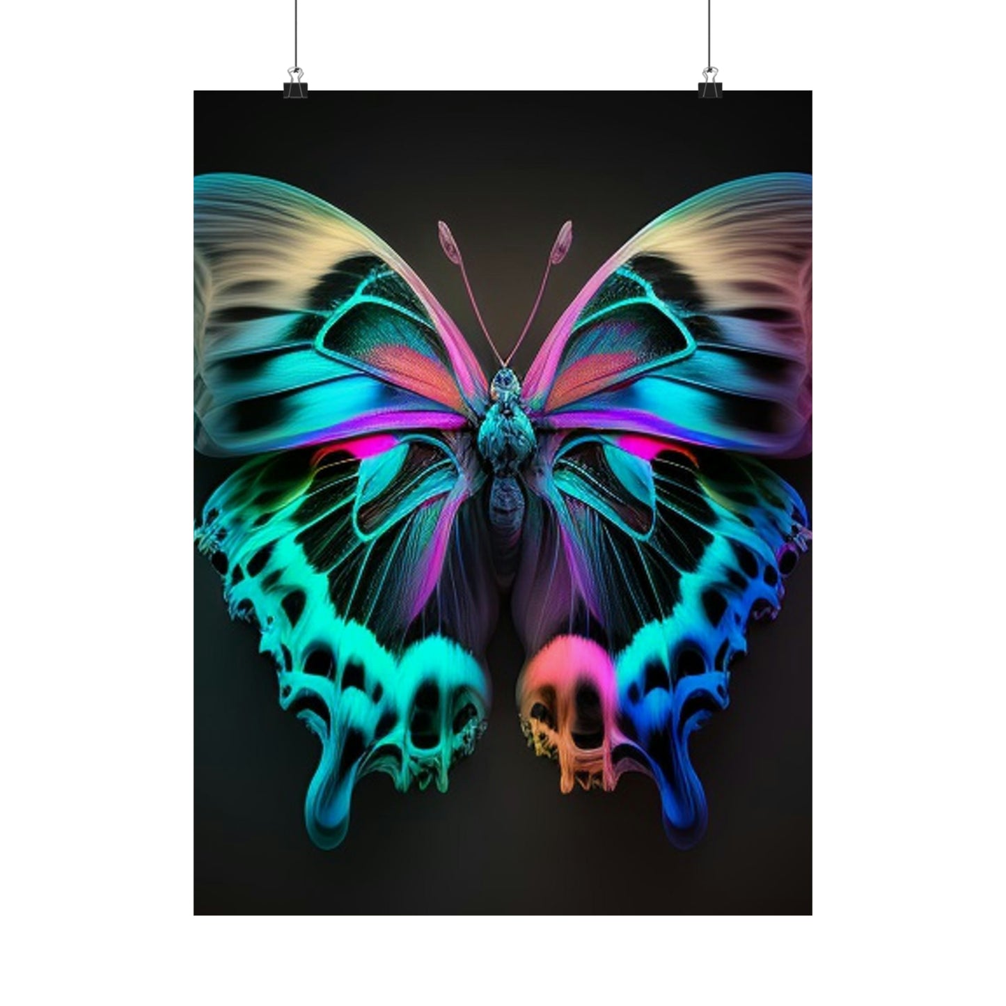 Premium Matte Vertical Posters Neon Butterfly Fusion 2