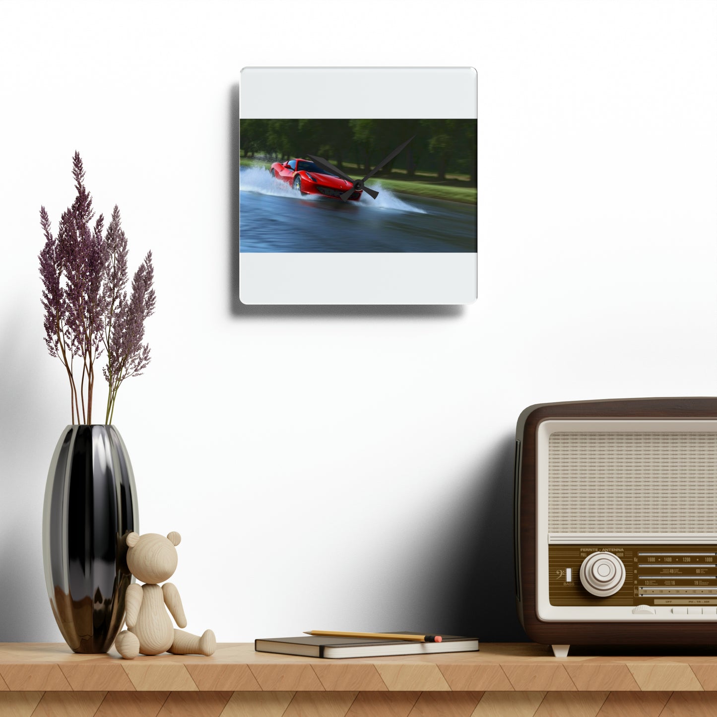 Acrylic Wall Clock Water Ferrari Splash 3