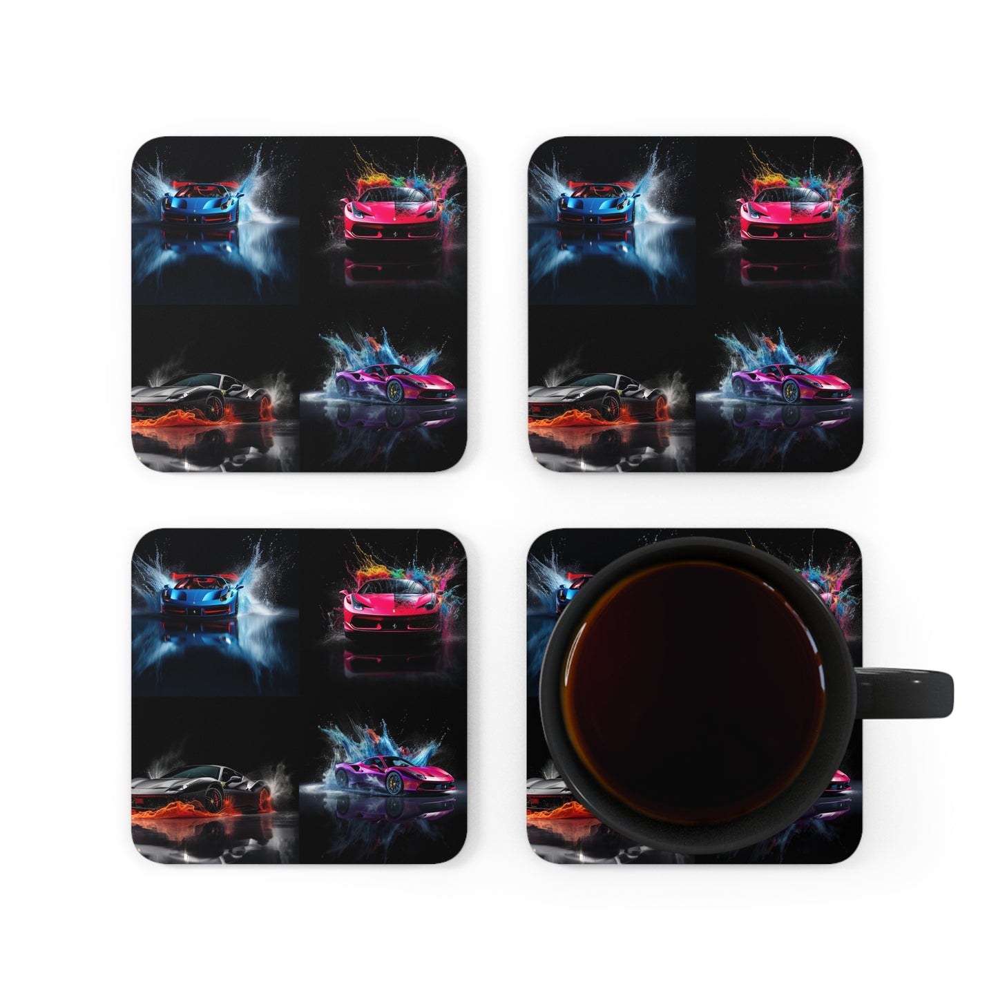 Corkwood Coaster Set Ferrari Water Splash 5