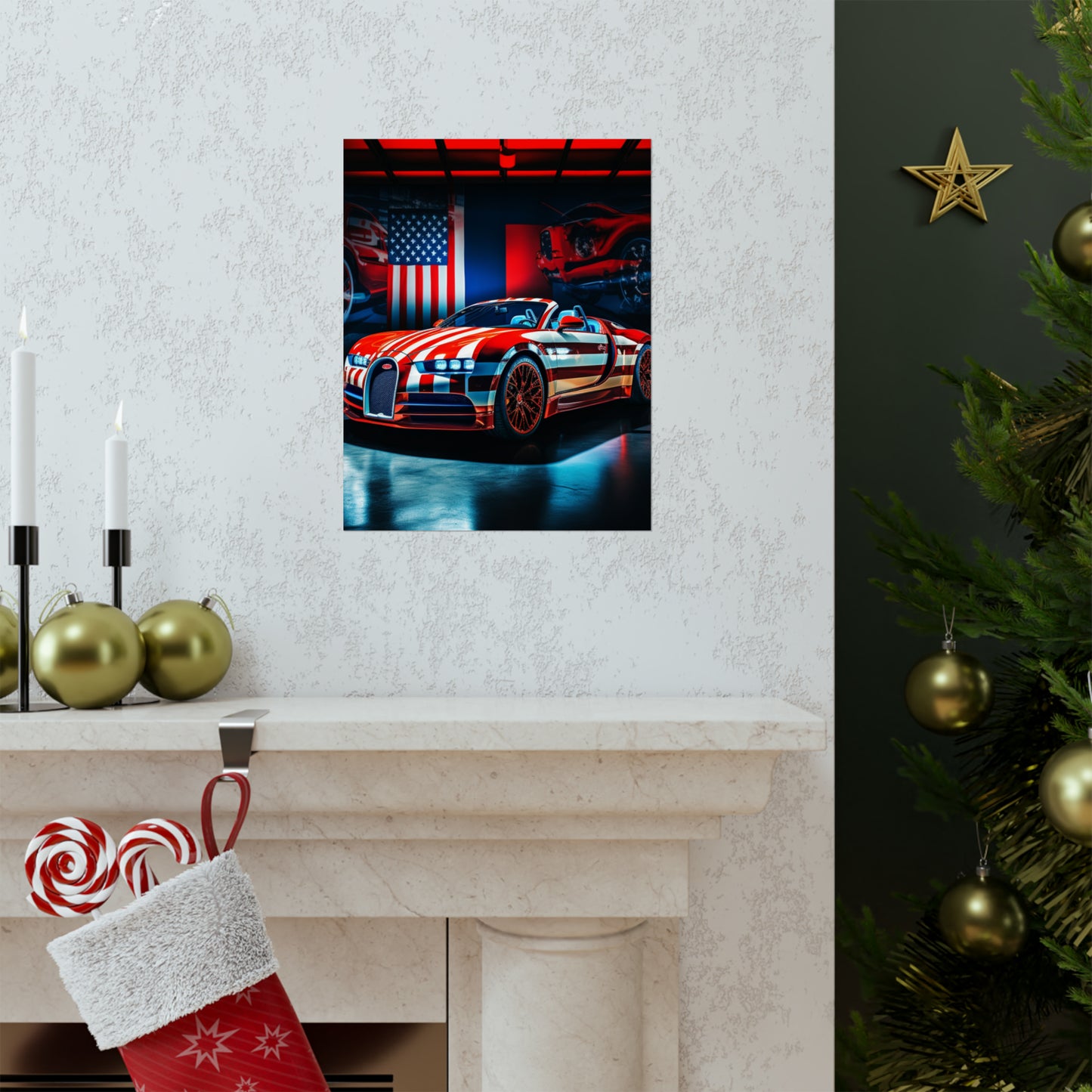 Premium Matte Vertical Posters Macro Bugatti American Flag 2