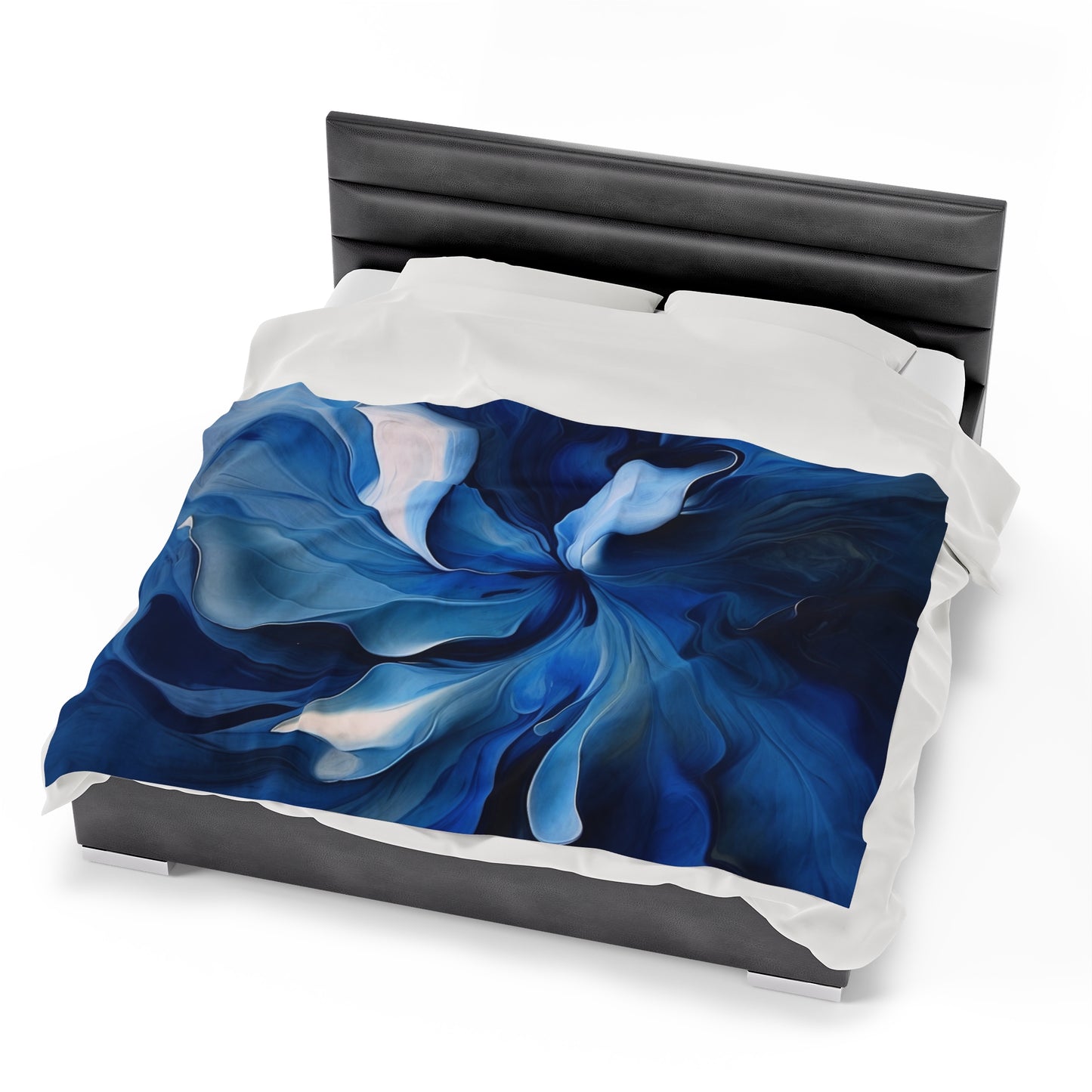 Velveteen Plush Blanket Abstract Blue Tulip 4