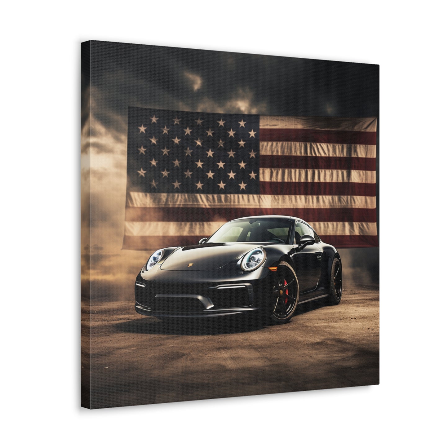 Canvas Gallery Wraps American Flag Background Porsche 4