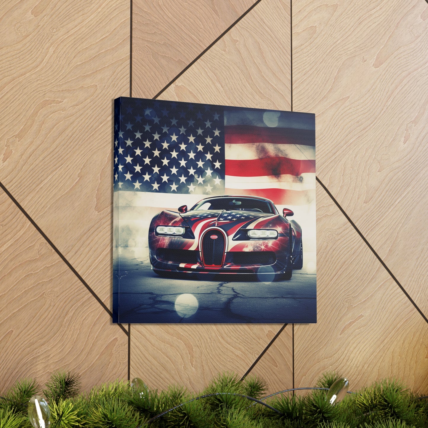 Canvas Gallery Wraps Abstract American Flag Background Bugatti 1