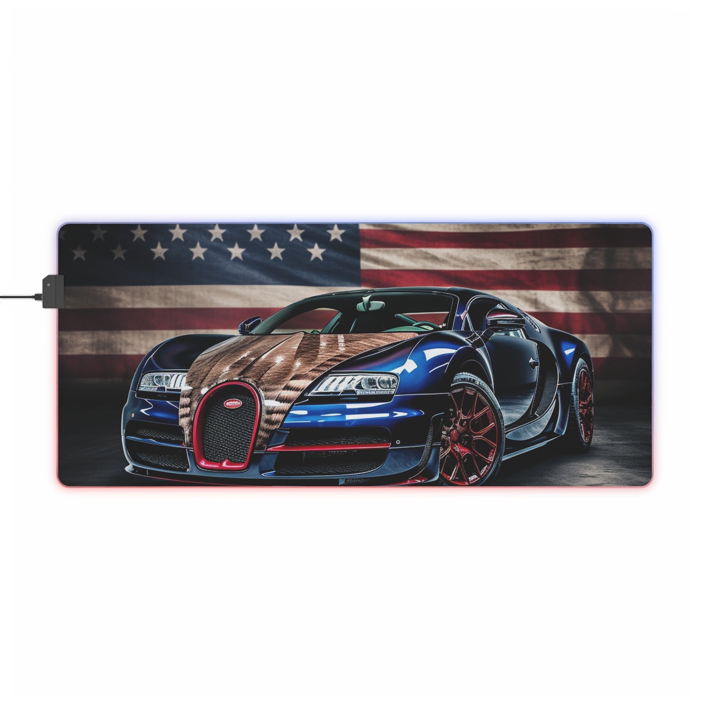 LED Gaming Mouse Pad Bugatti American Flag 4