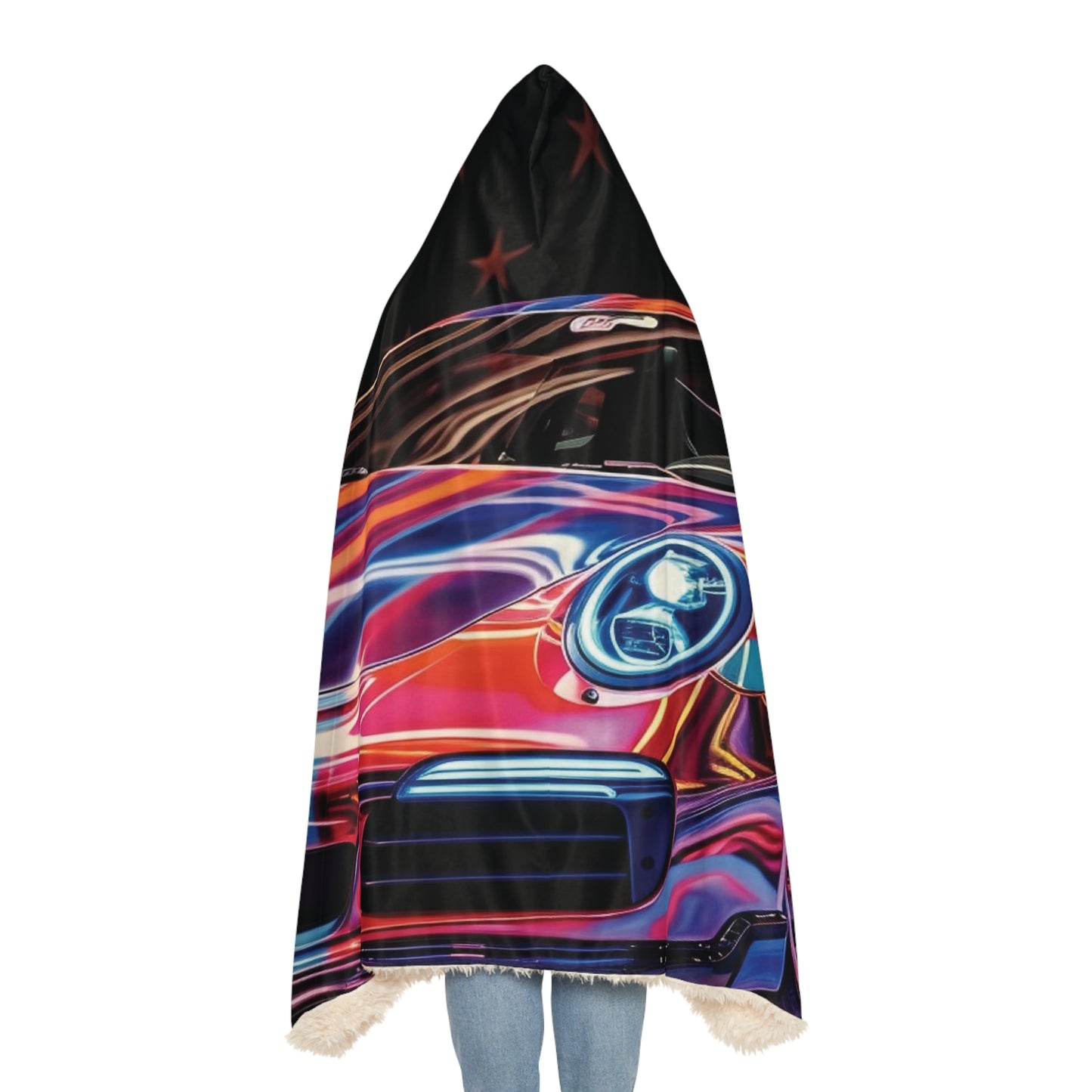 Snuggle Hooded Blanket American Flag Colored Porsche 1