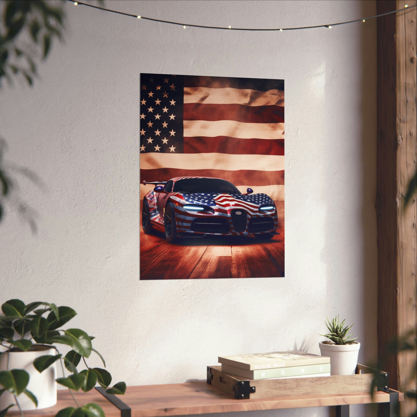 Premium Matte Vertical Posters Abstract American Flag Background Bugatti 2