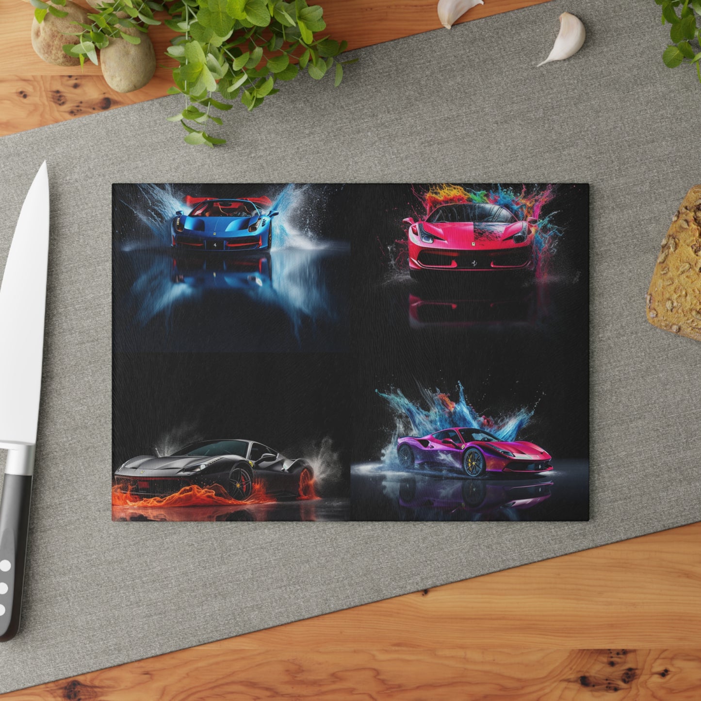 Glass Cutting Board Ferrari Water Splash 5