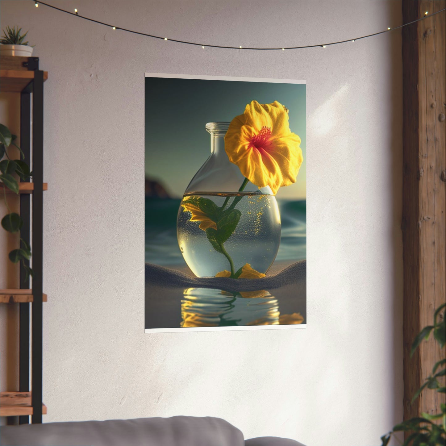 Premium Matte Vertical Posters Yellow Hibiscus glass 2