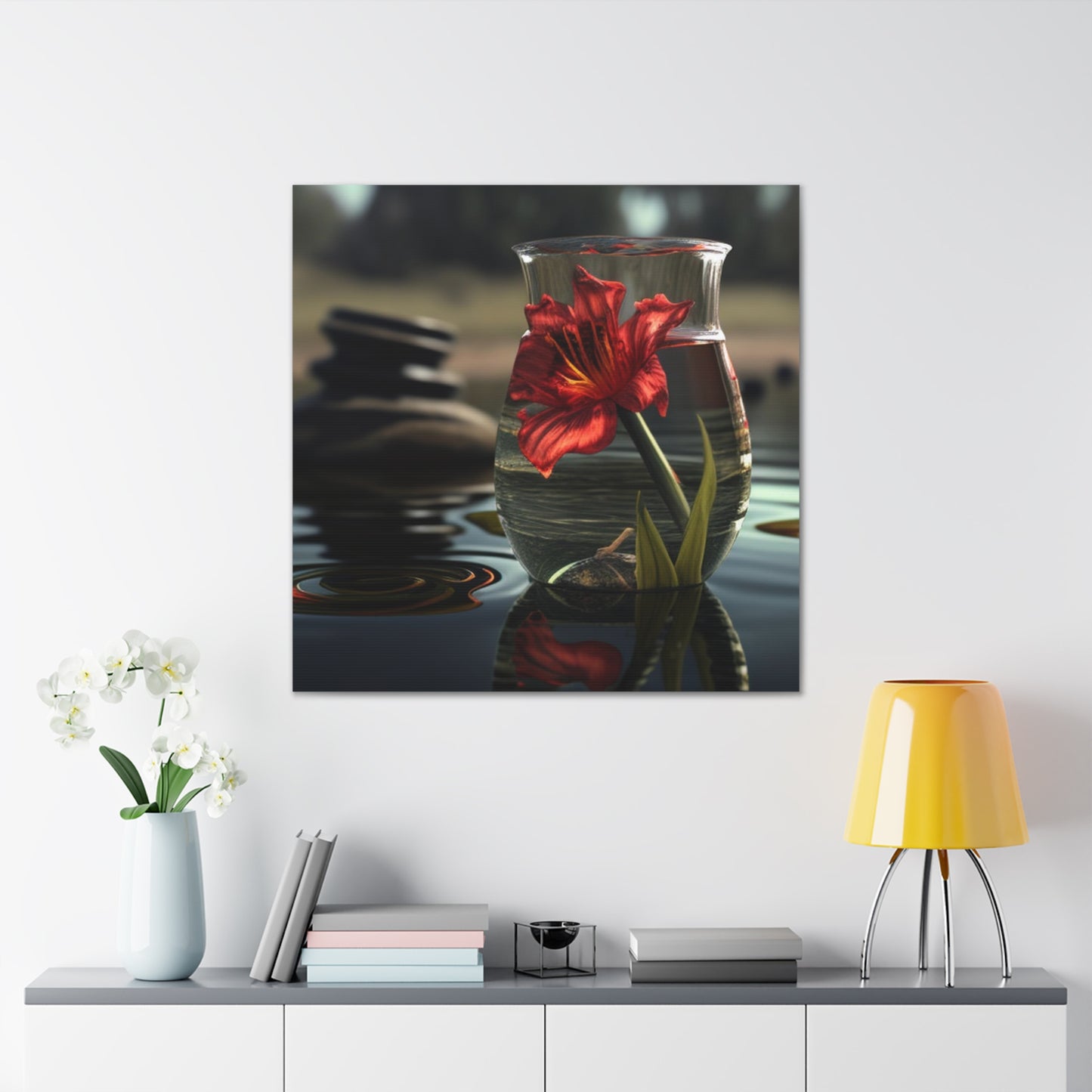 Canvas Gallery Wraps Red Lily in a Glass vase 4