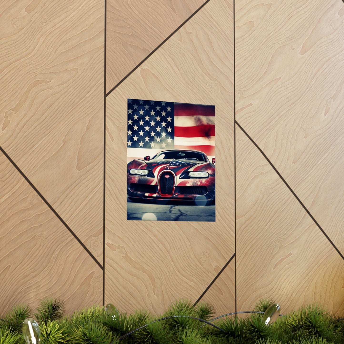 Premium Matte Vertical Posters Abstract American Flag Background Bugatti 1