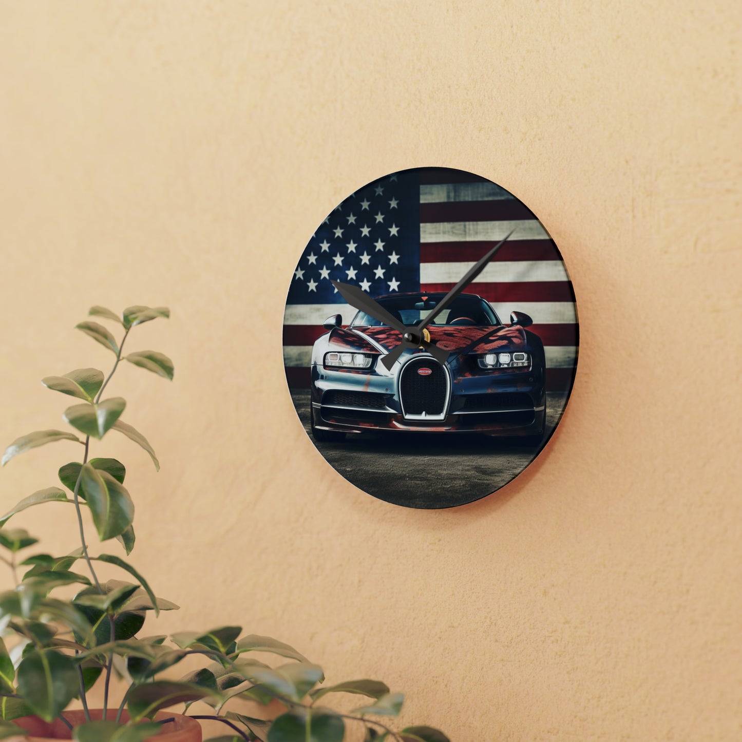 Acrylic Wall Clock Bugatti Flag 3