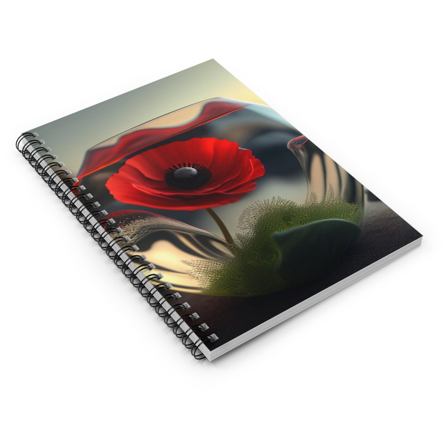 Spiral Notebook - Ruled Line Red Anemone in a Vase 3