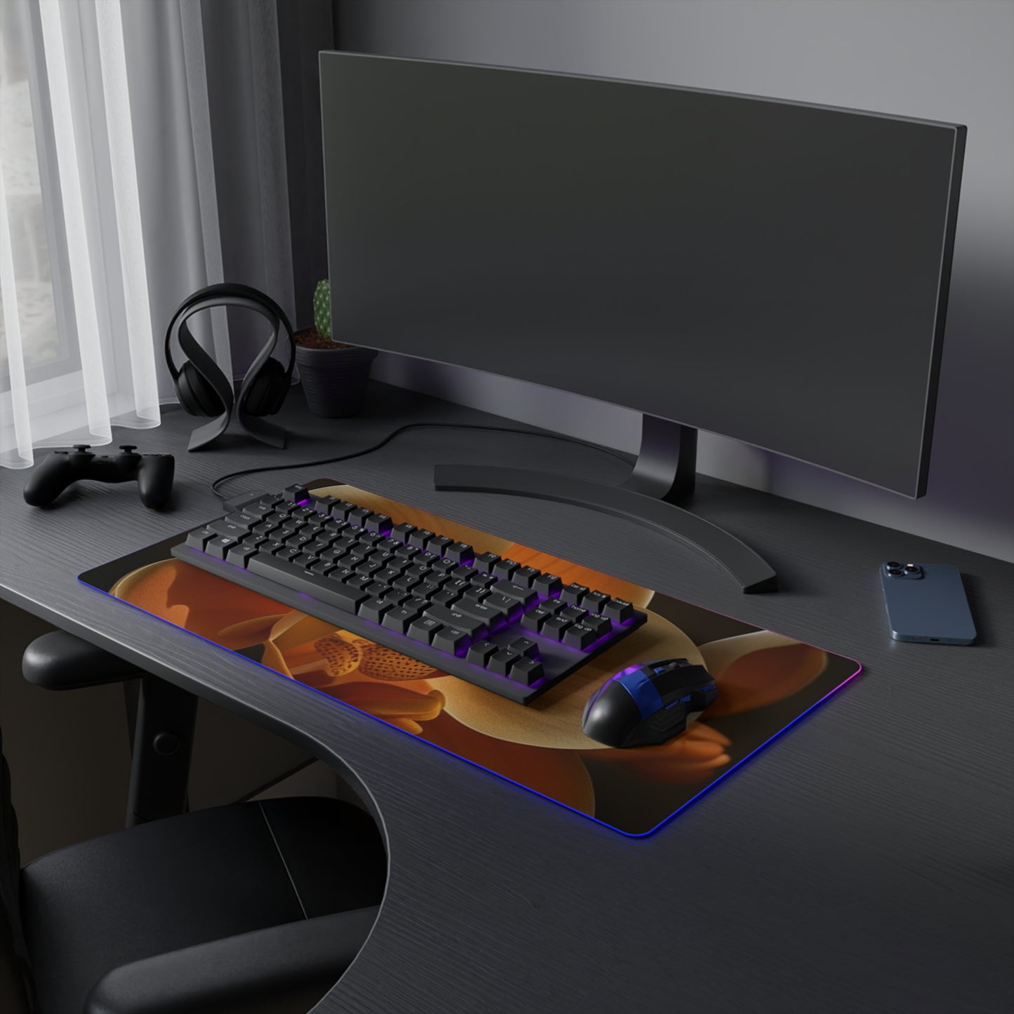 LED Gaming Mouse Pad Orange Orchid 4