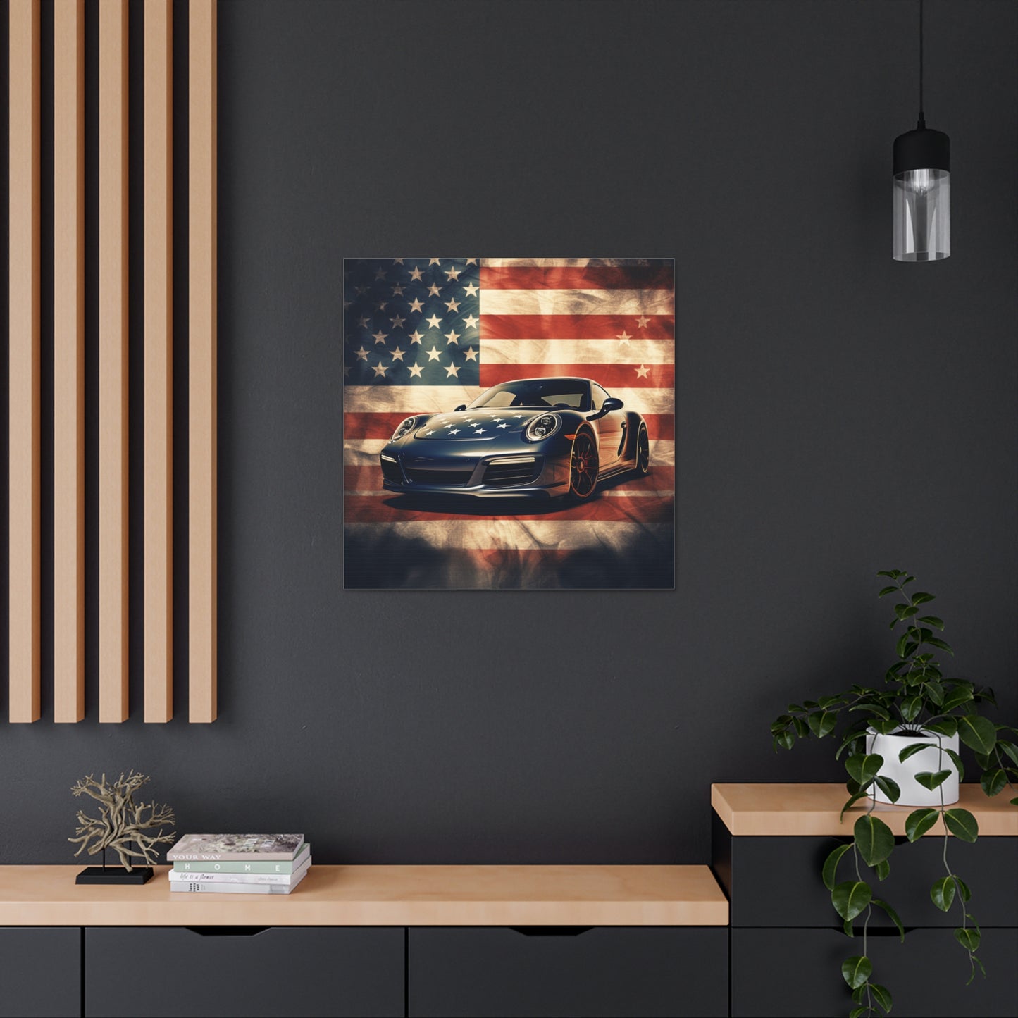 Canvas Gallery Wraps Abstract American Flag Background Porsche 3