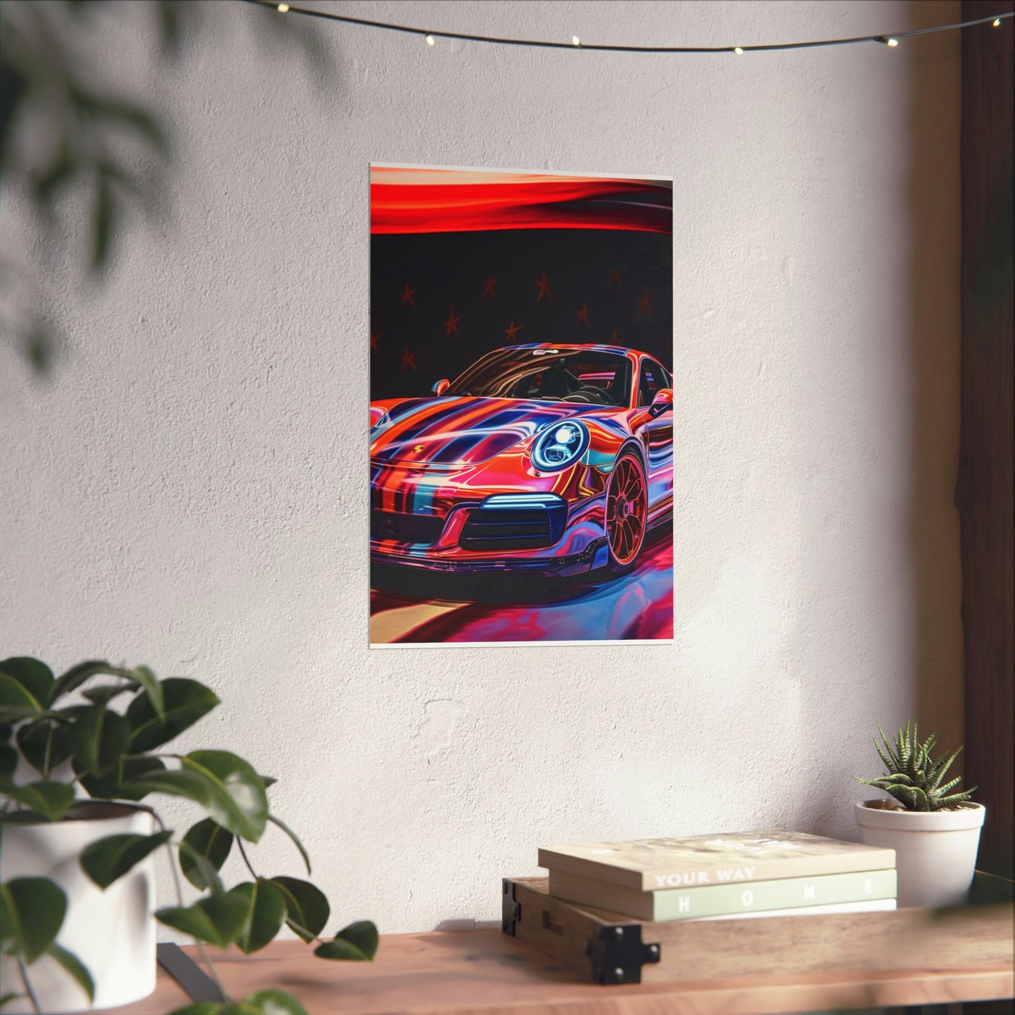 Premium Matte Vertical Posters American Flag Colored Porsche 2