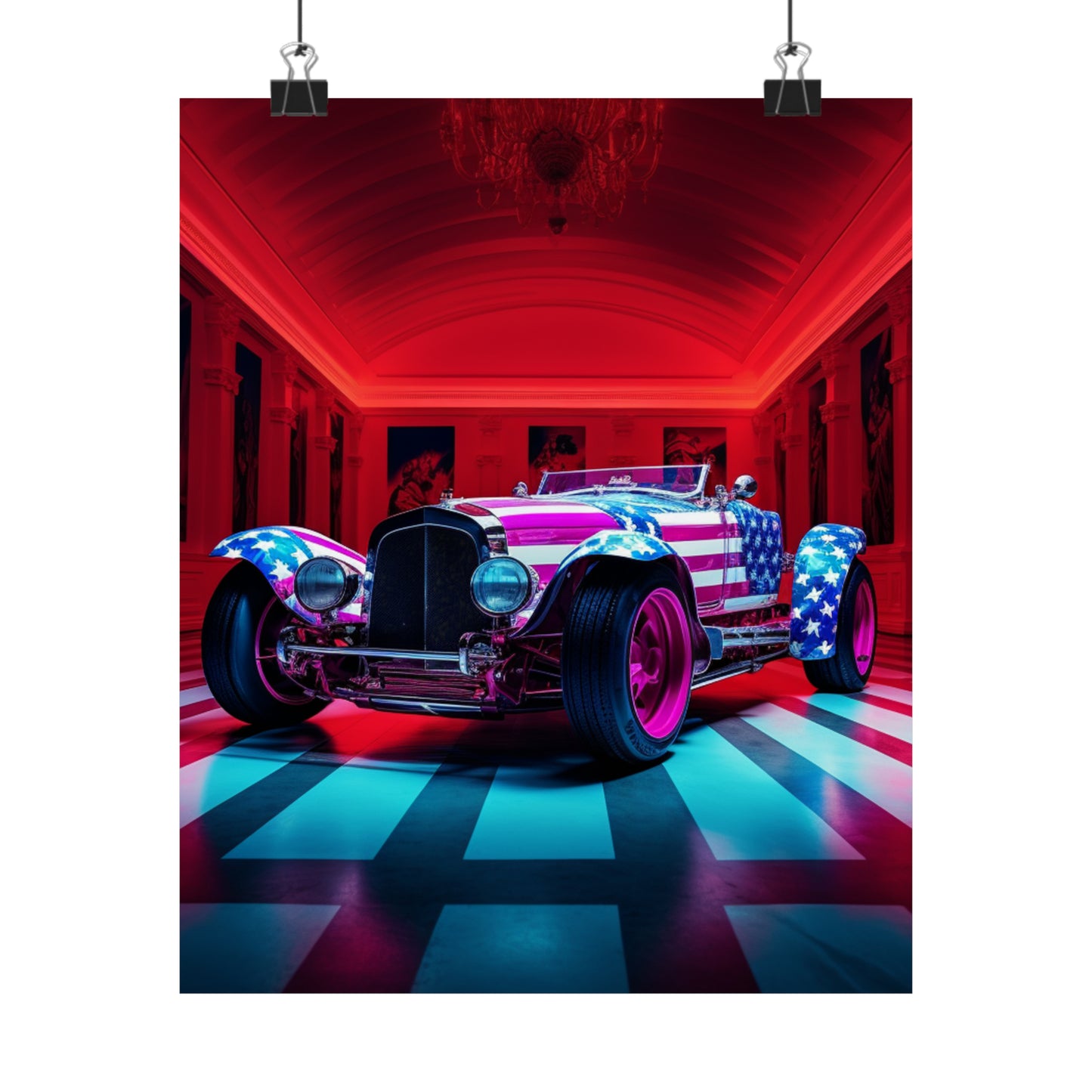 Premium Matte Vertical Posters Macro Bugatti American Flag 3