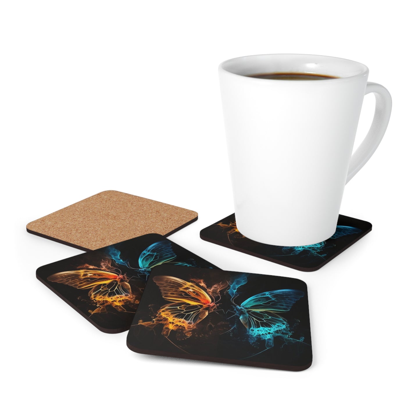 Corkwood Coaster Set Kiss Neon Butterfly 3