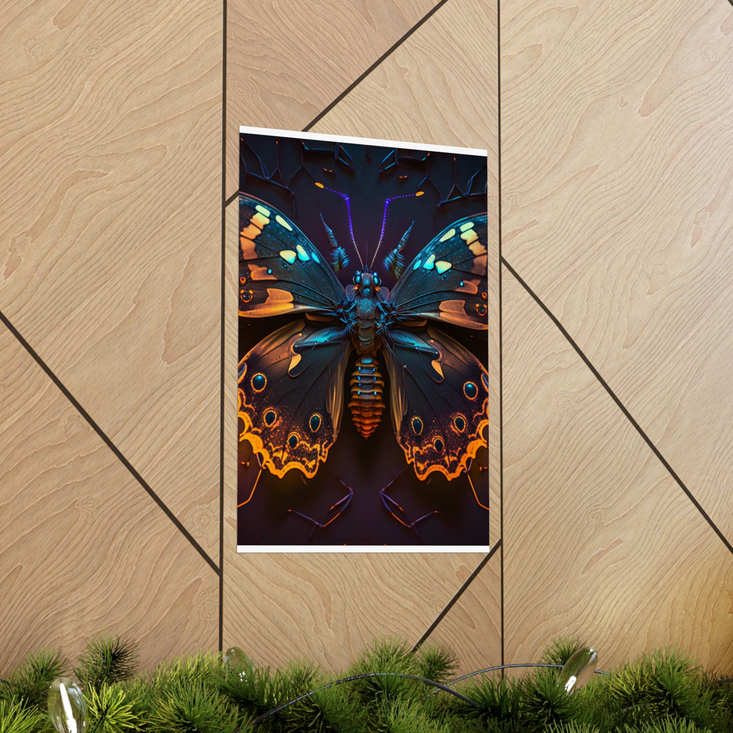 Premium Matte Vertical Posters Neon Hue Butterfly 2