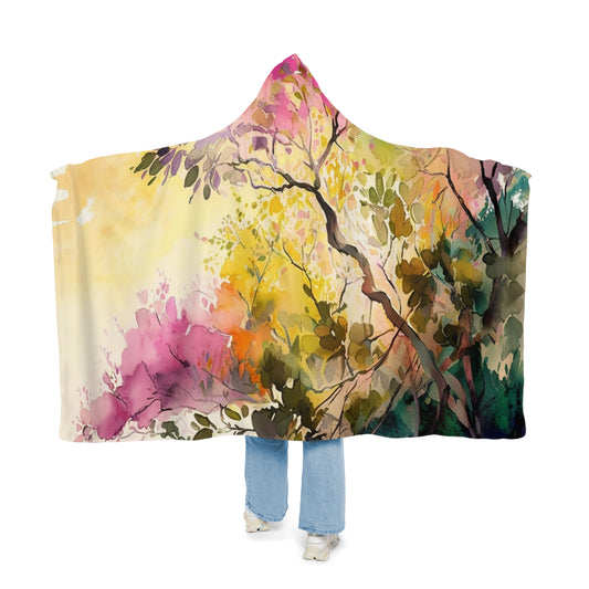 Snuggle Hooded Blanket Mother Nature Bright Spring Colors Realistic Watercolor 2