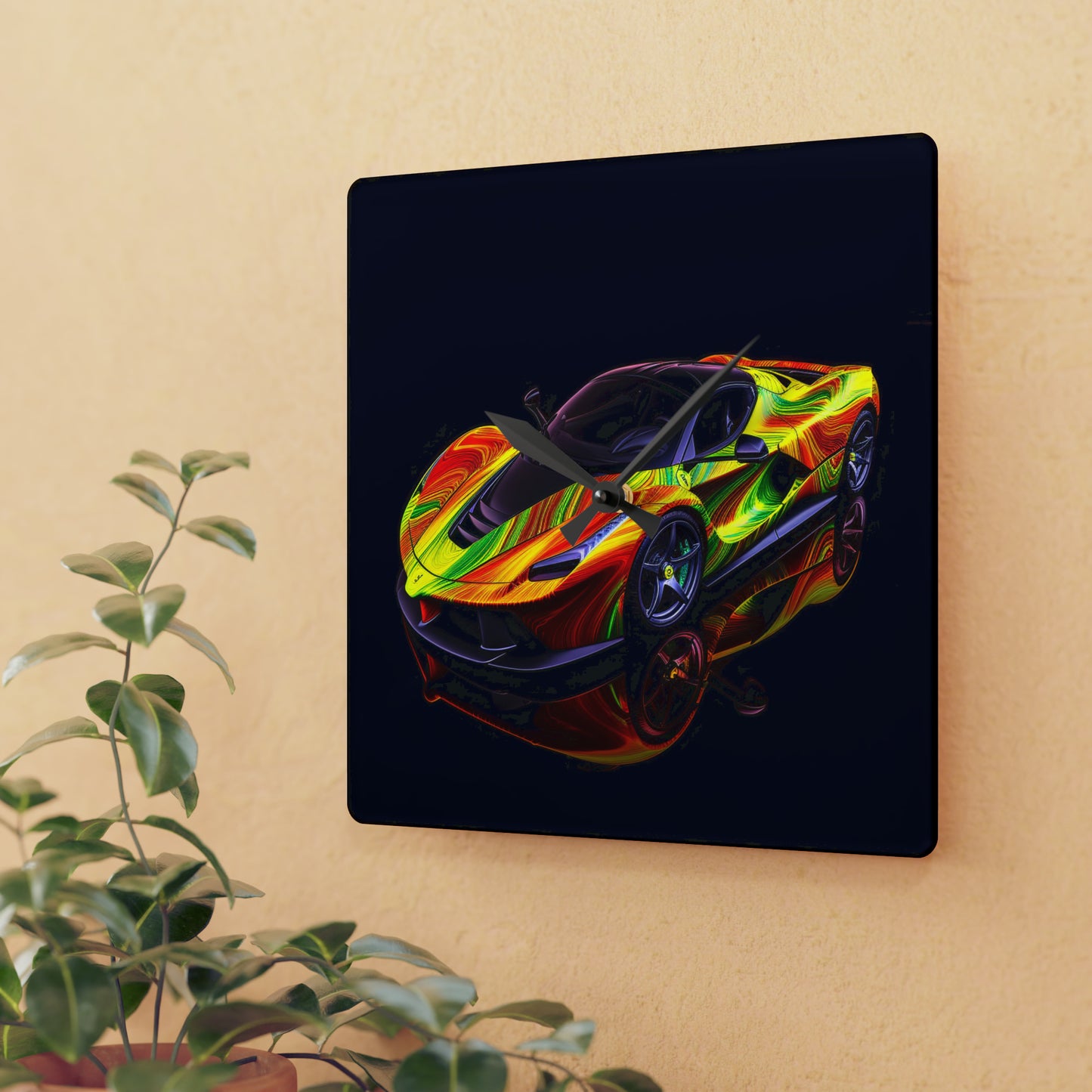 Acrylic Wall Clock Ferrari Neon 4