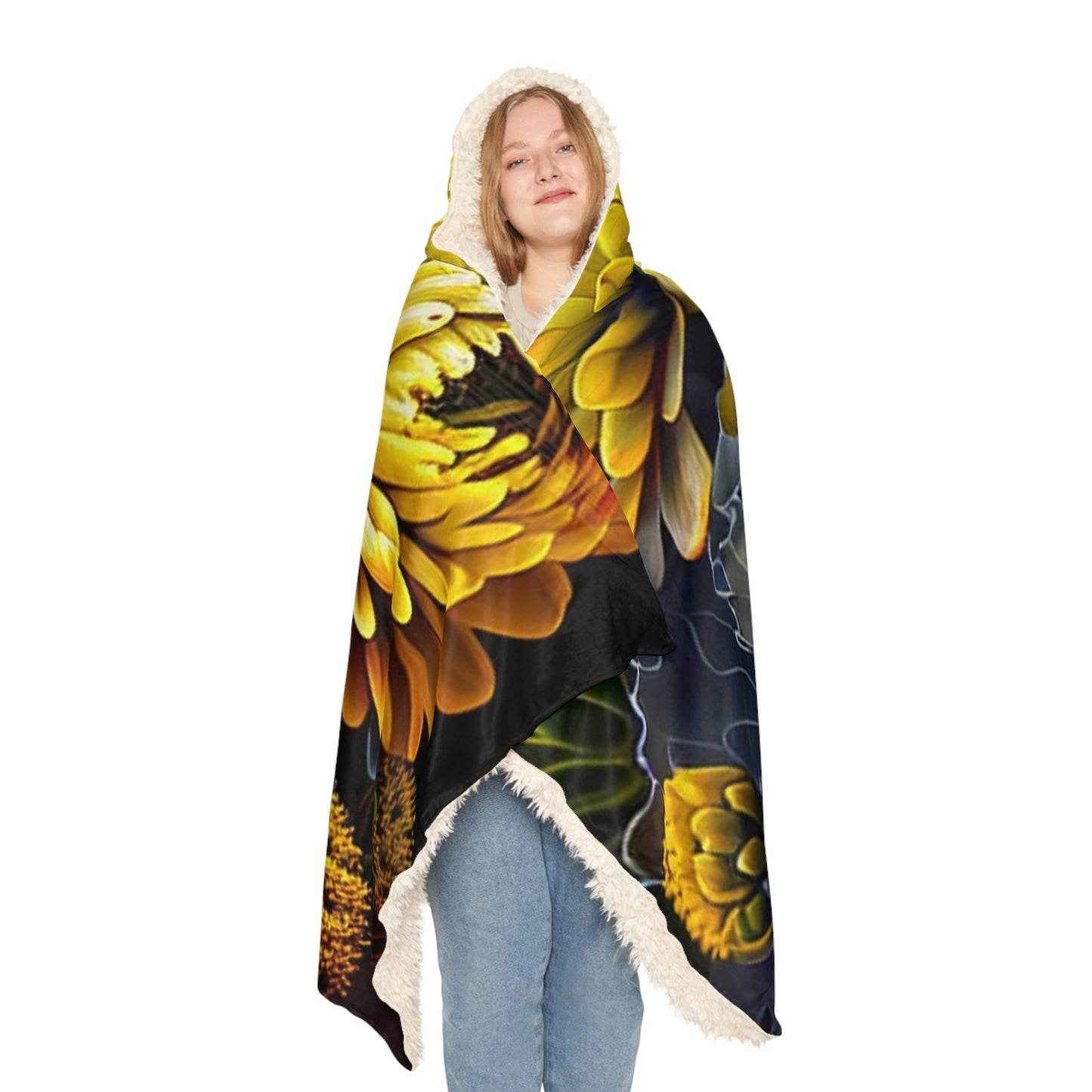 Snuggle Hooded Blanket Yellow Hermosas Flores Amarillas 1