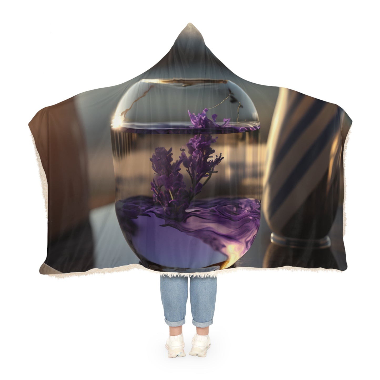 Snuggle Hooded Blanket Lavender in a vase 1