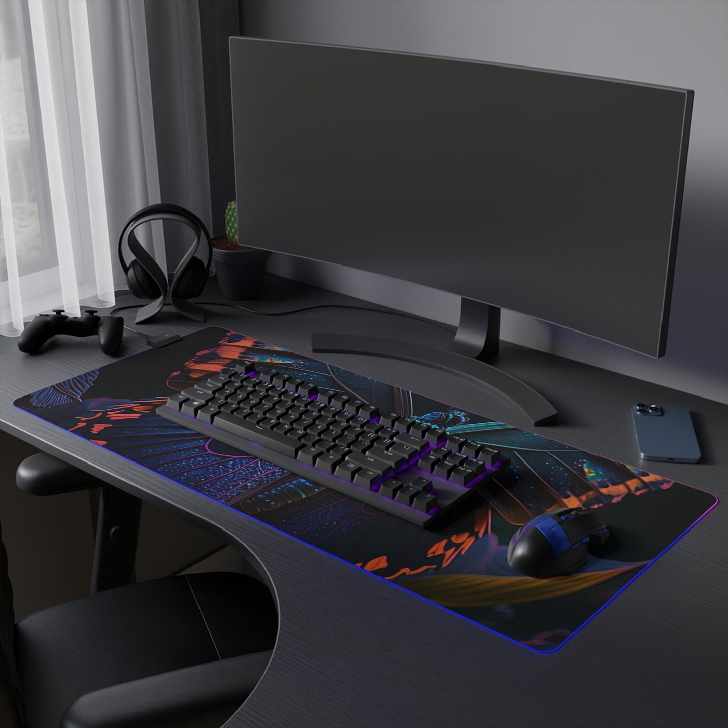 LED Gaming Mouse Pad Hue Neon Butterfly 3