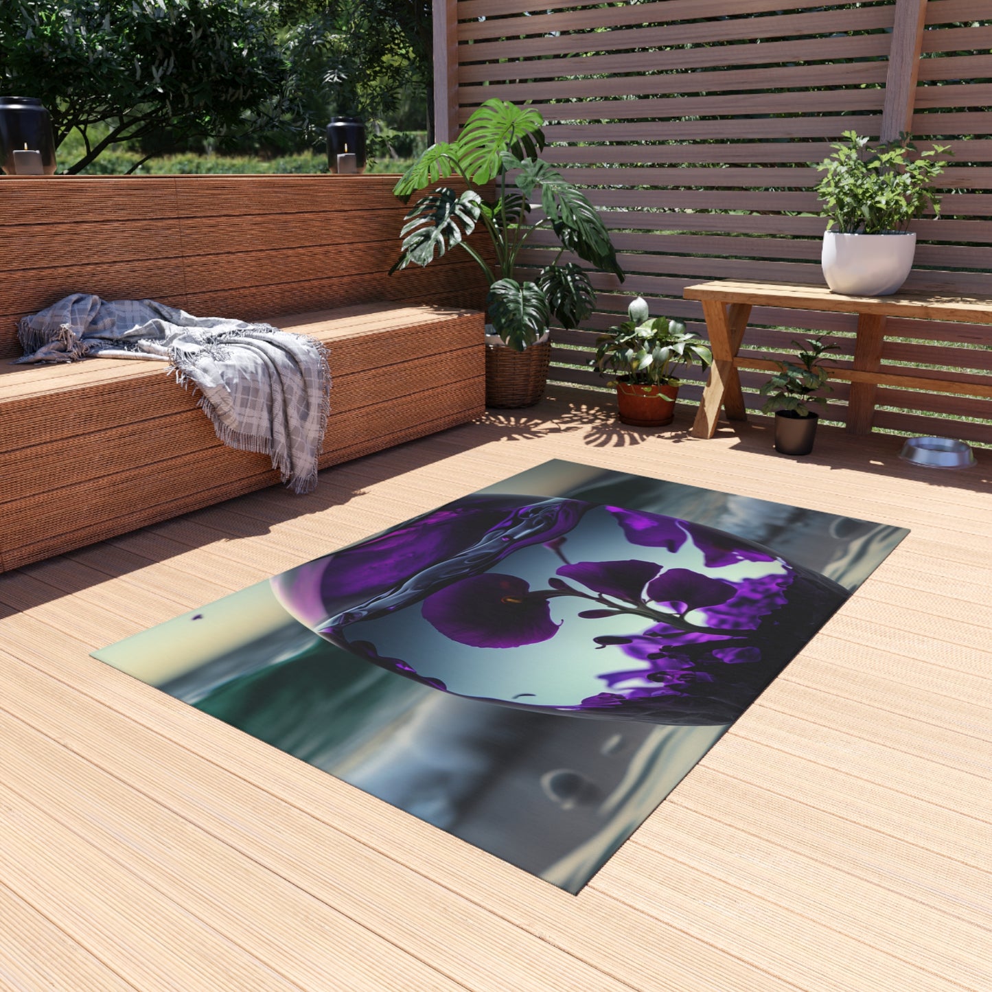 Outdoor Rug  Purple Sweet pea in a vase 4