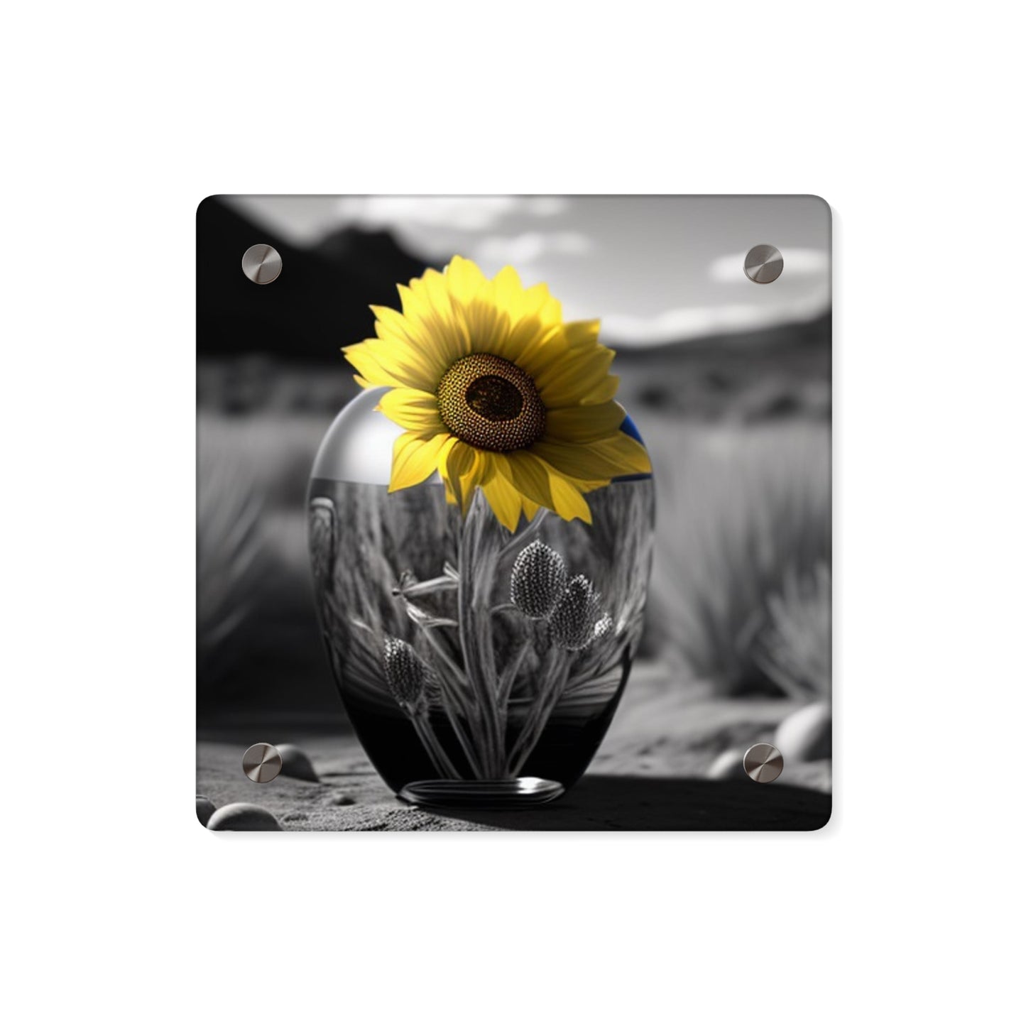 Acrylic Wall Art Panels Yellw Sunflower in a vase 3