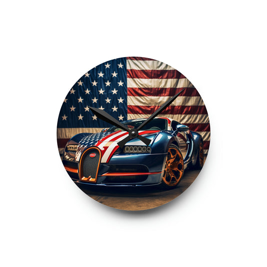 Acrylic Wall Clock Bugatti Flag American 4