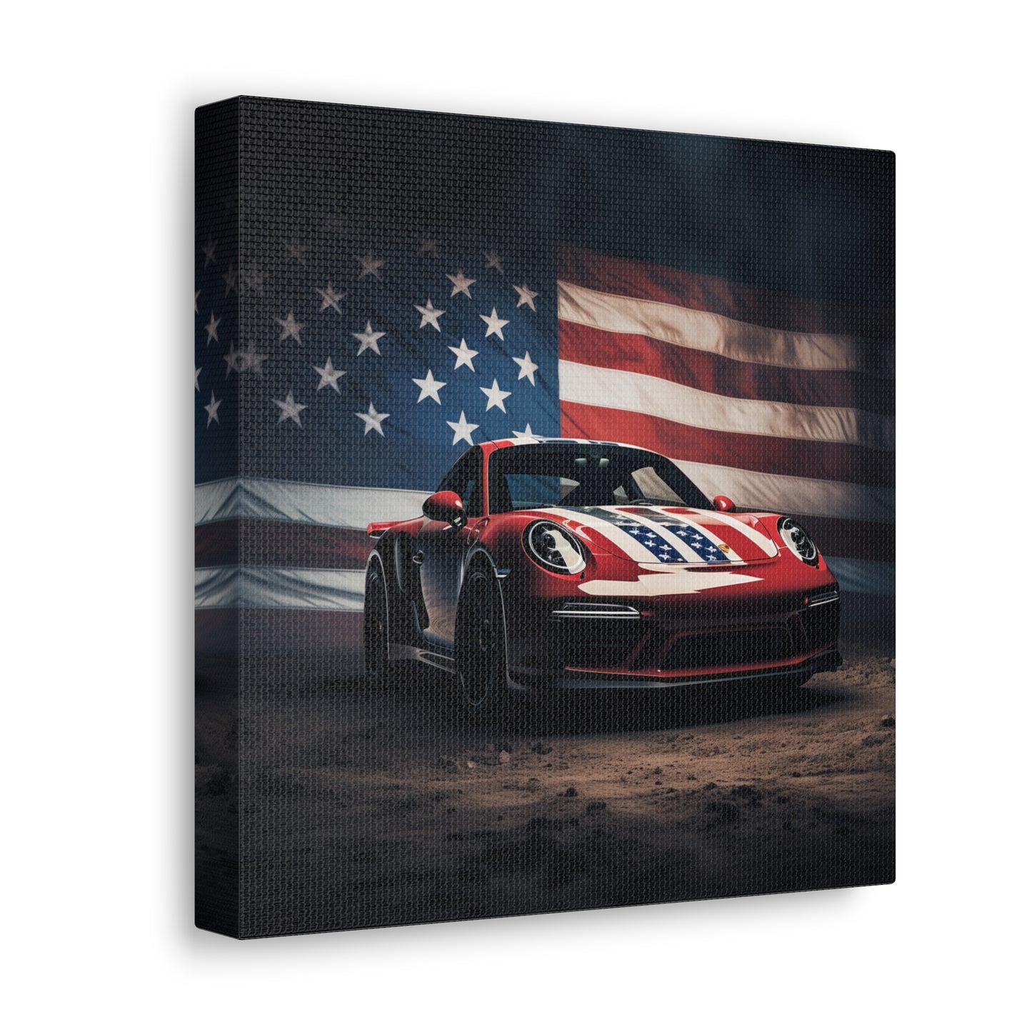 Canvas Gallery Wraps American Flag Background Porsche 3