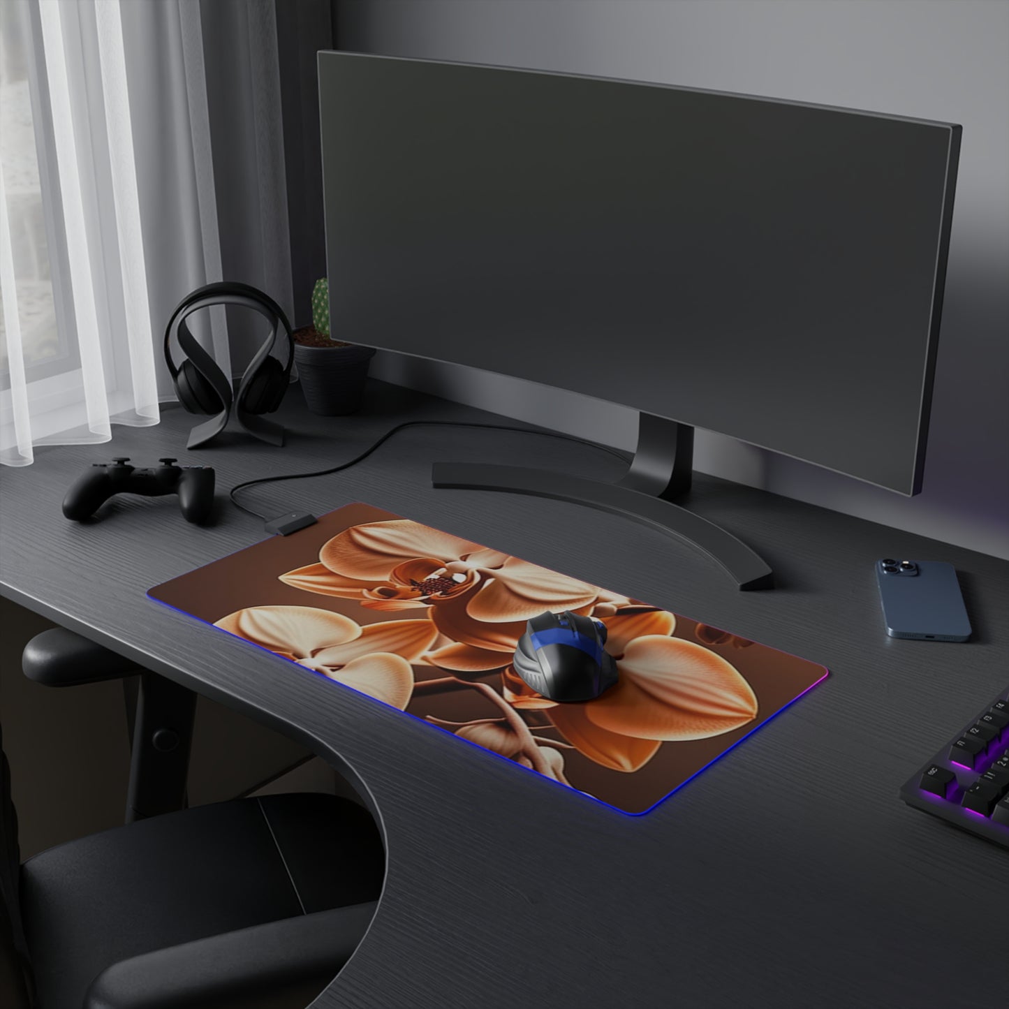 LED Gaming Mouse Pad orchid pedals 3