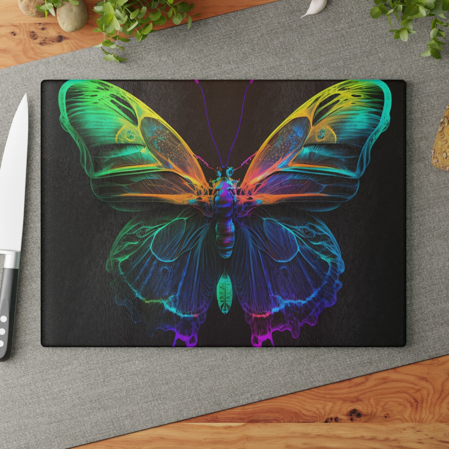 Glass Cutting Board Raw Hyper Color Butterfly 3