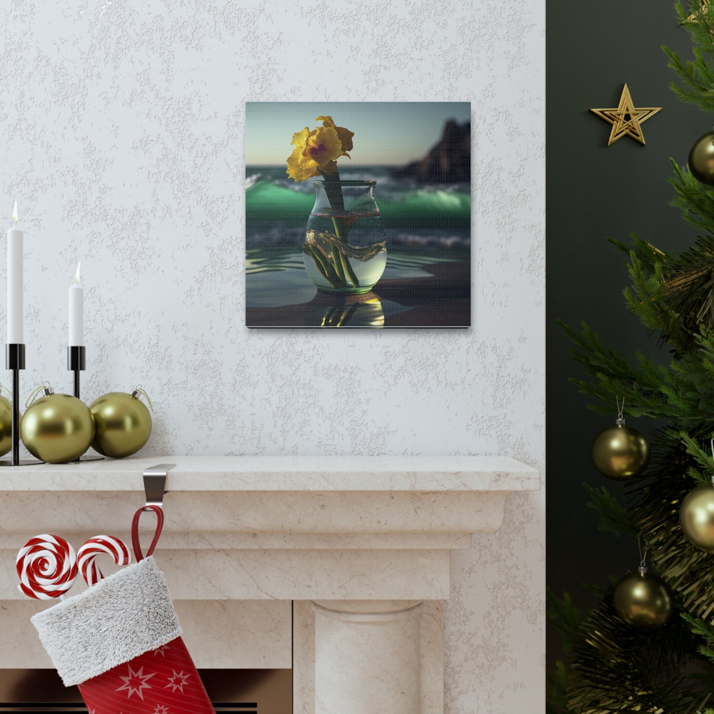 Canvas Gallery Wraps Yellow Gladiolus glass 1