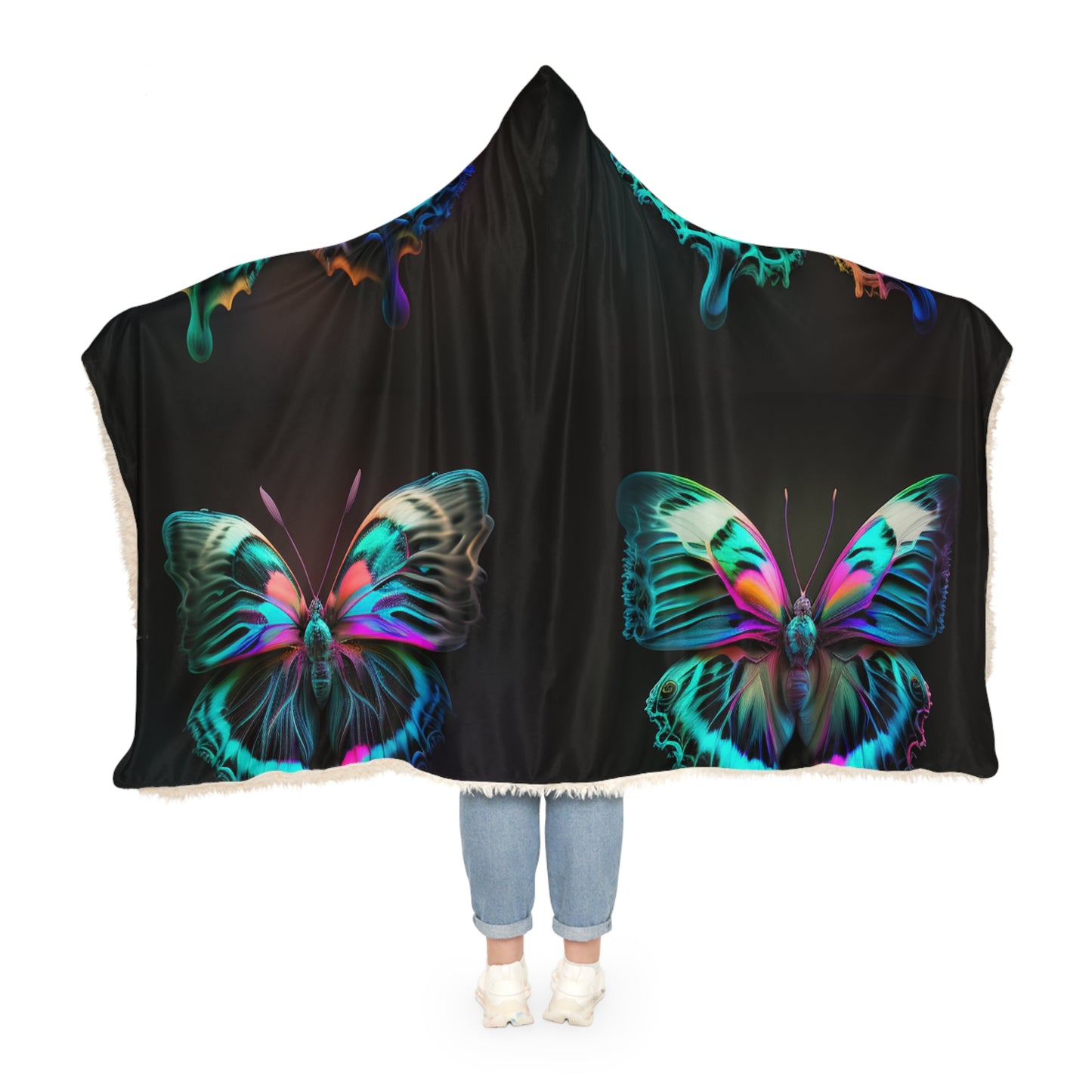 Snuggle Hooded Blanket Neon Butterfly Fusion 5