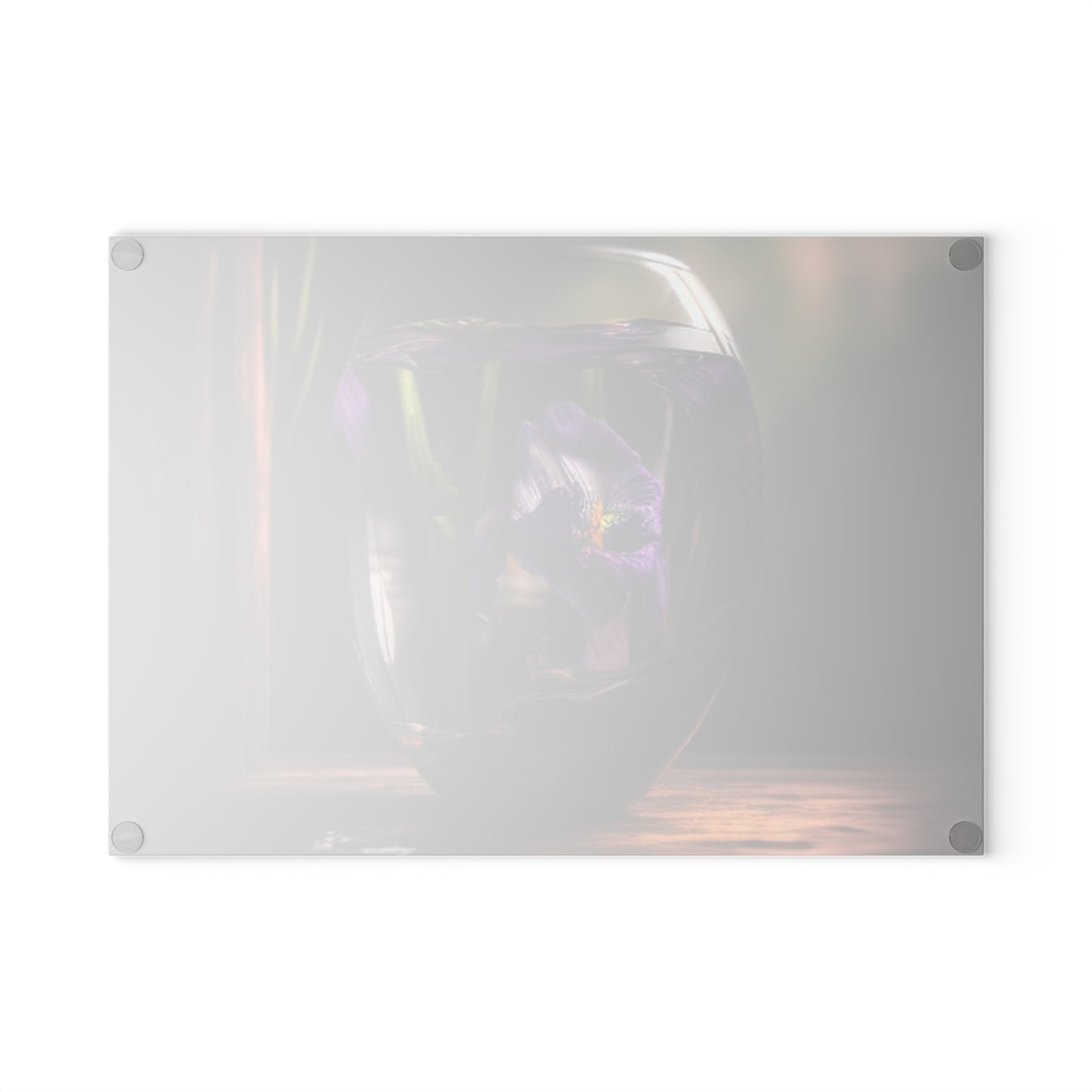 Glass Cutting Board Purple Iris in a vase 4