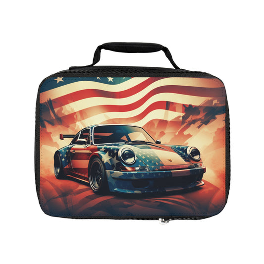 Lunch Bag Abstract American Flag Background Porsche 4
