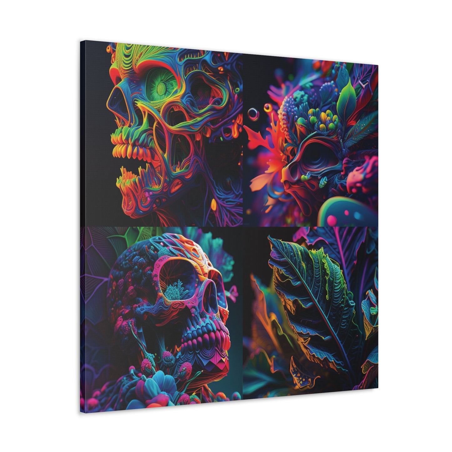 Canvas Gallery Wraps Florescent Skull Death 5