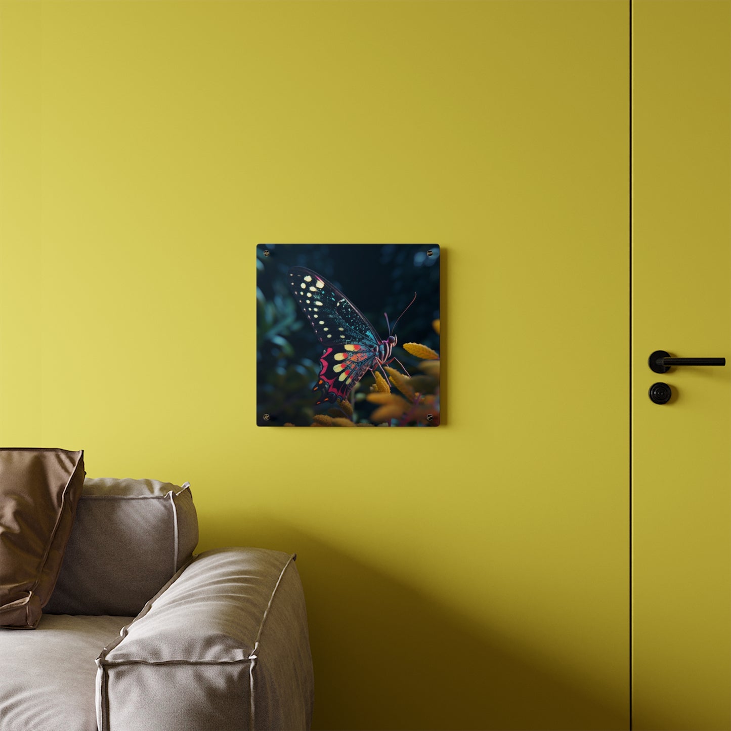 Acrylic Wall Art Panels Hyper Colorful Butterfly Macro 2