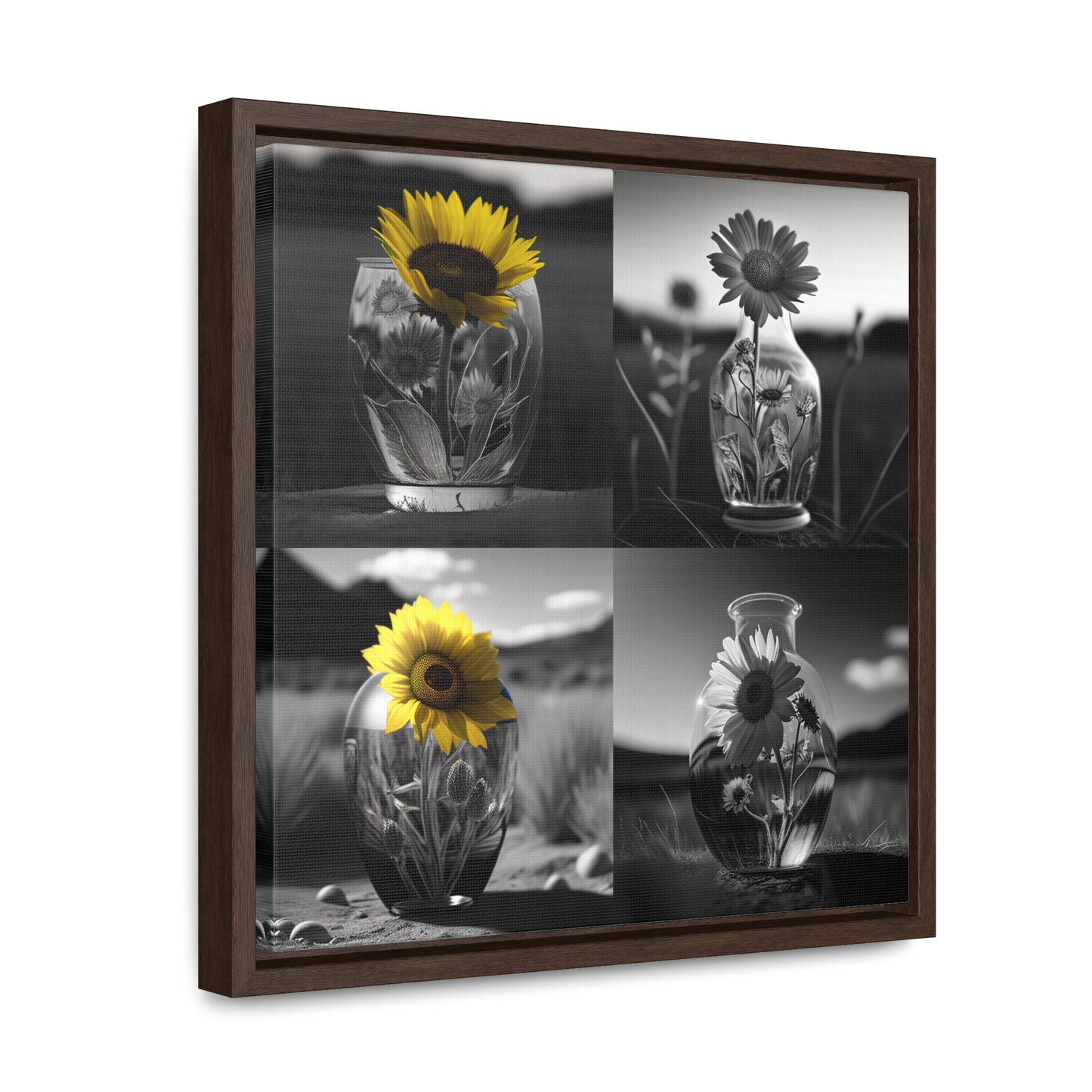 Gallery Canvas Wraps, Square Frame Yellw Sunflower in a vase 5