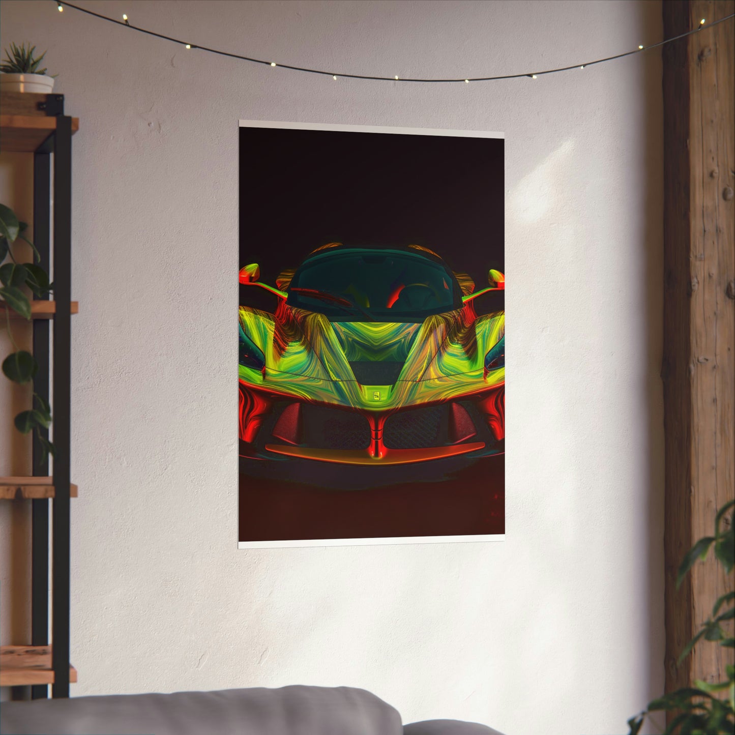 Premium Matte Vertical Posters Ferrari Neon 1