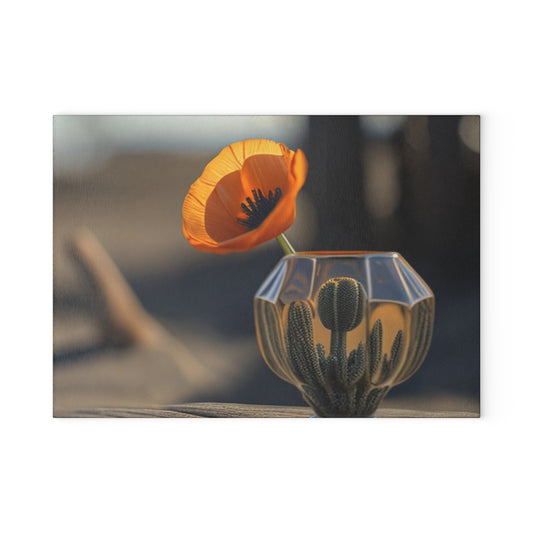 Glass Cutting Board Orange Poppy in a Vase 2