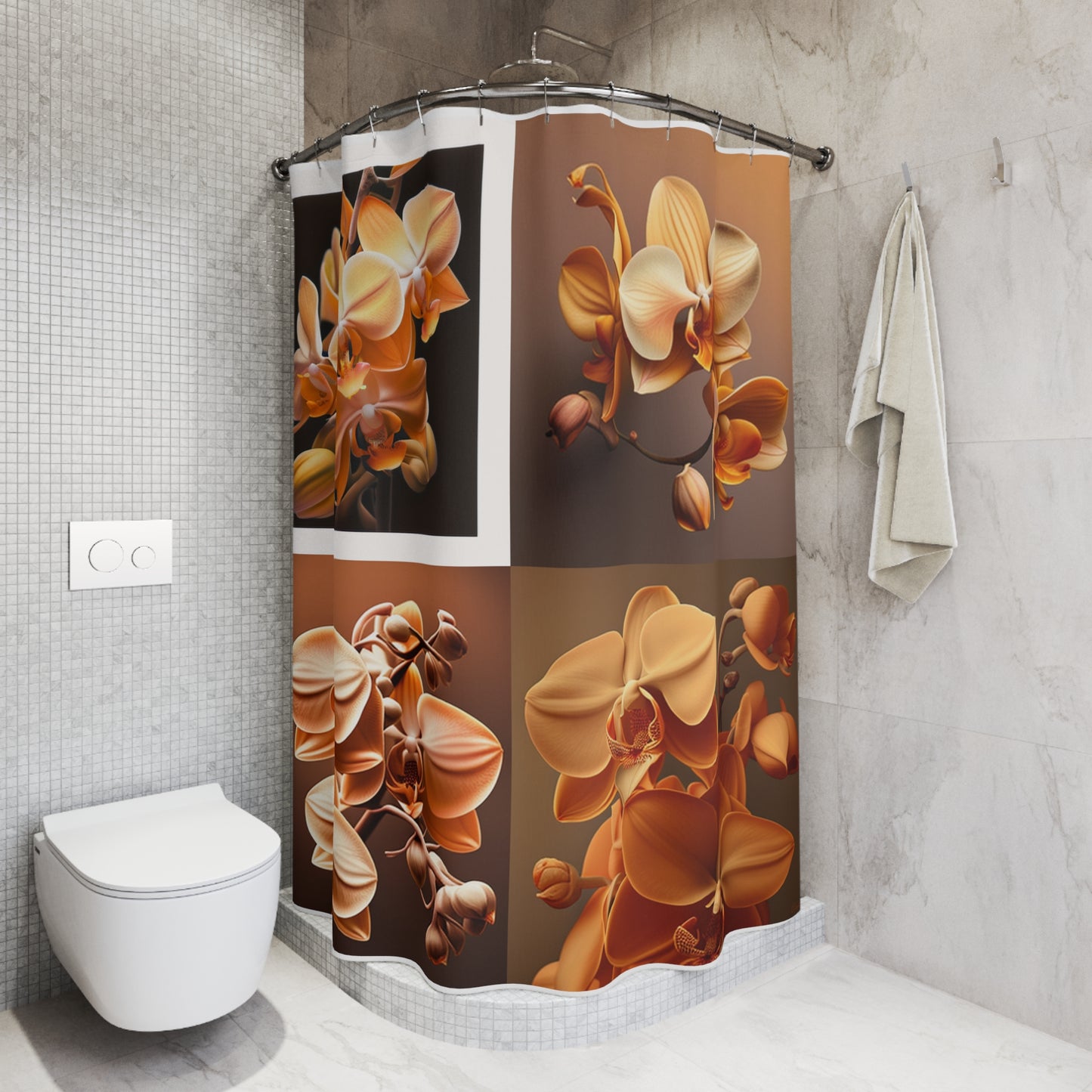 Polyester Shower Curtain orchid pedals 5