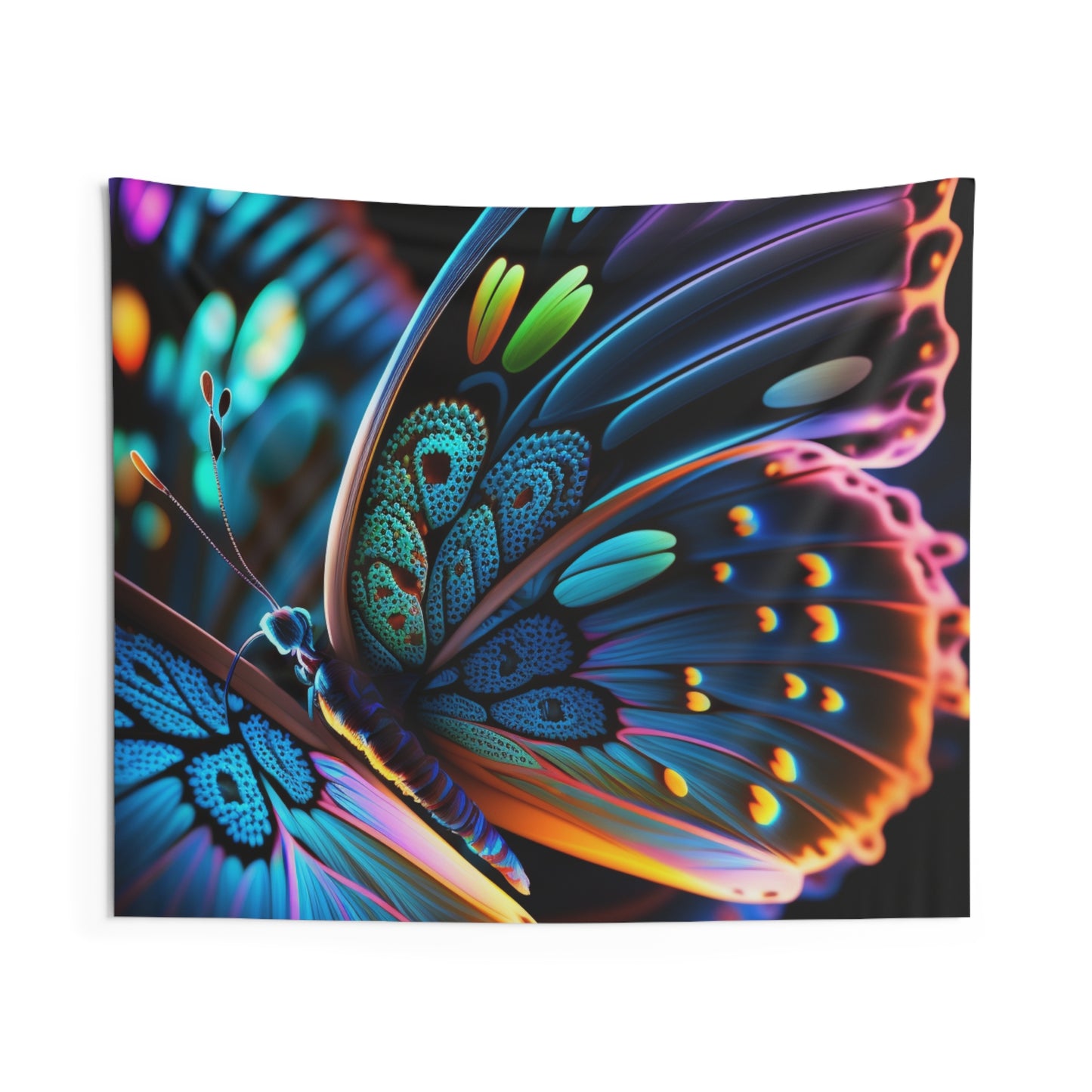 Indoor Wall Tapestries Neon Butterfly Macro 2