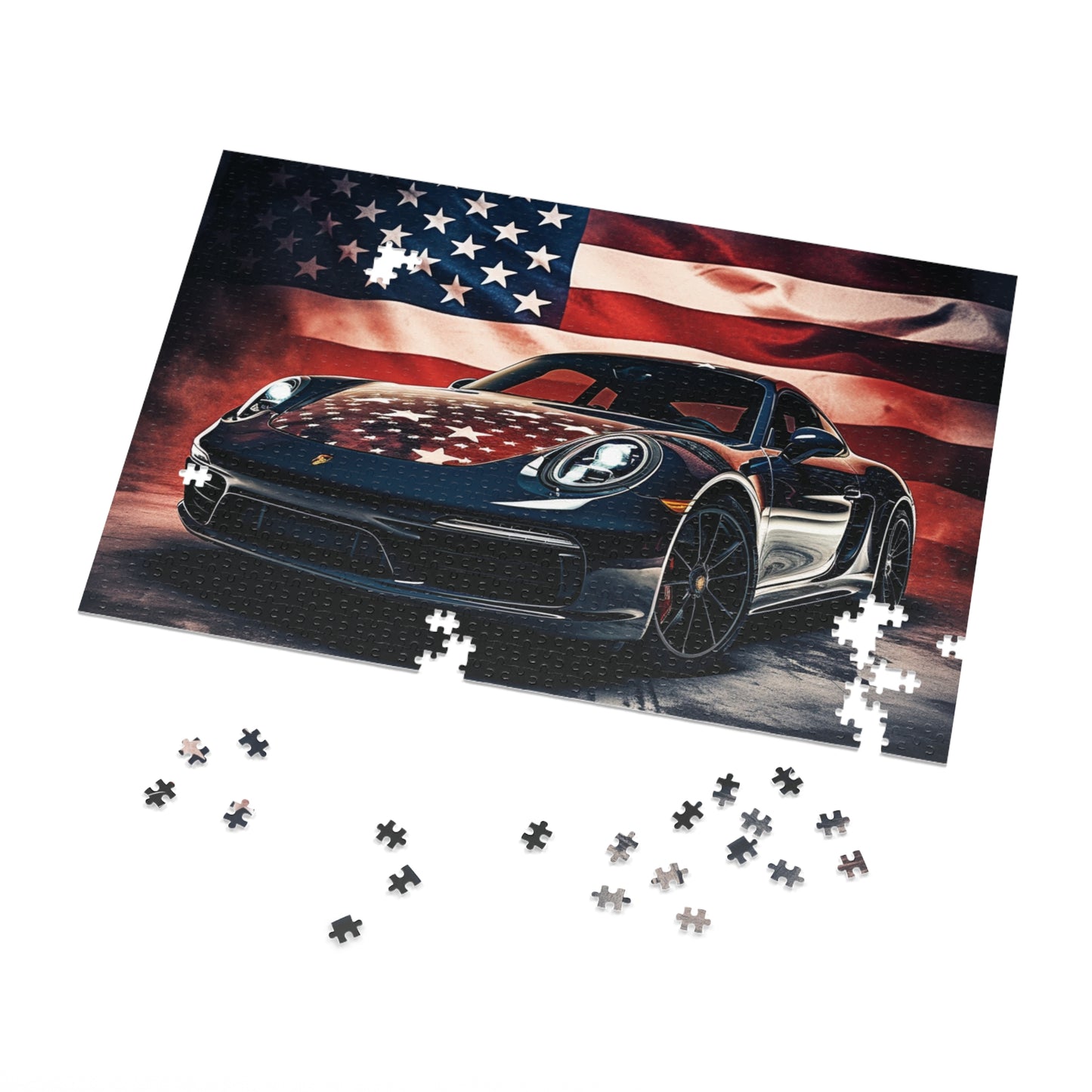 Jigsaw Puzzle (30, 110, 252, 500,1000-Piece) Abstract American Flag Background Porsche 2