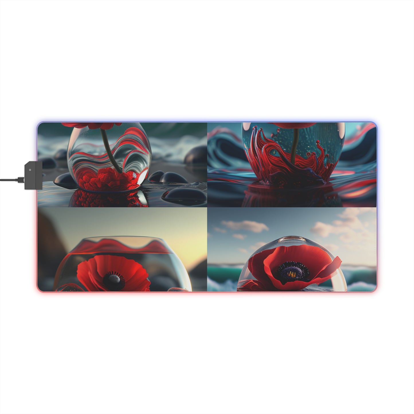 LED Gaming Mouse Pad Red Anemone in a Vase 5