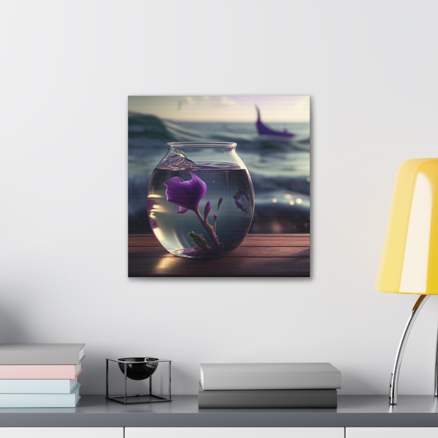 Canvas Gallery Wraps Purple Sweet pea in a vase 1